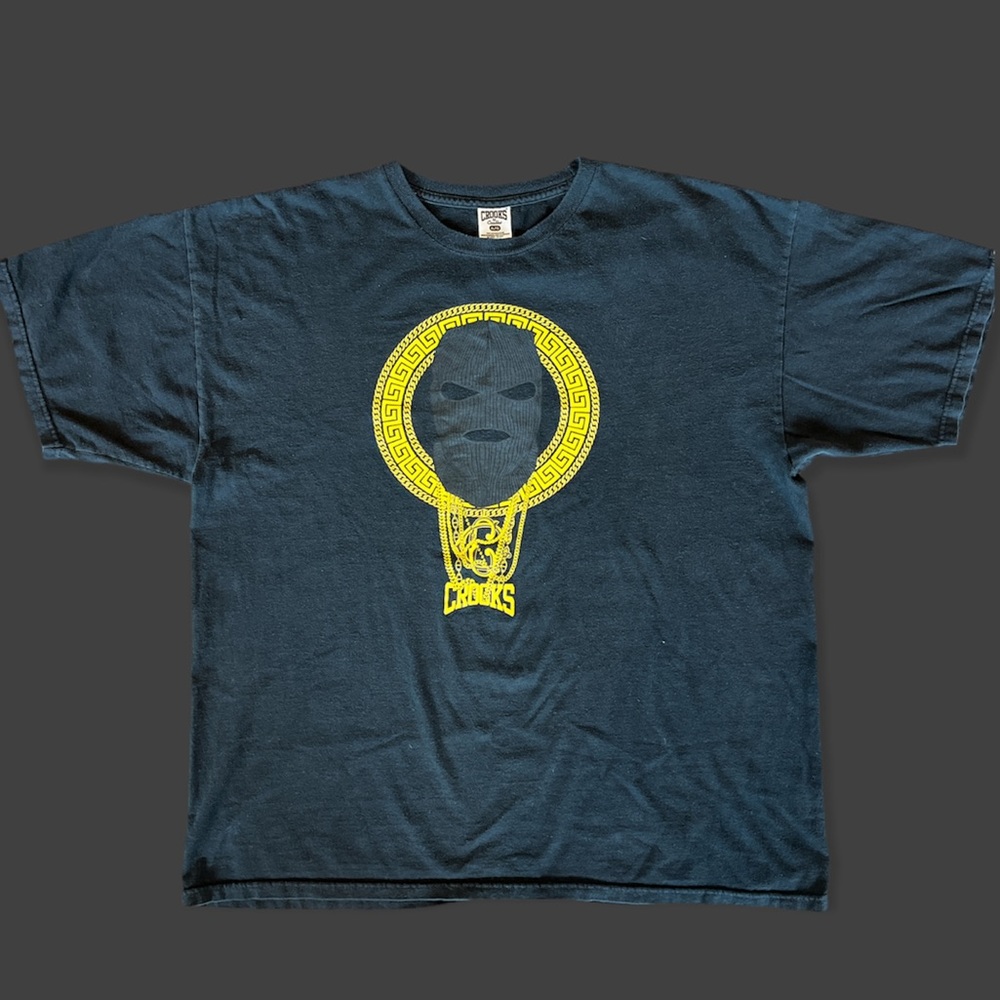 CROOKS & CASTLES | RARE Ski Mask w/ Gold Chains | Mens Tee XL - Picture 3 of 3